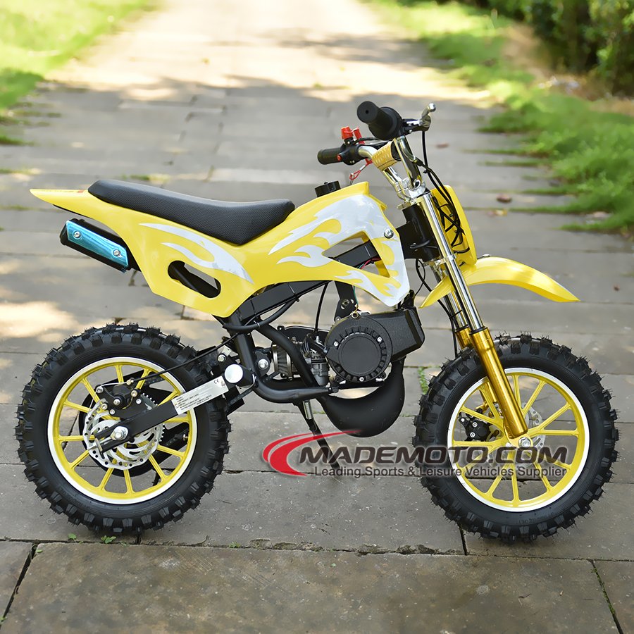 White Mini Dirt Bikes for 9-Year-Olds 49cc Kids Pit Toys Bike